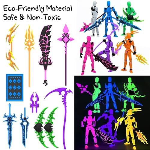 Deeplus Glowing Titan 13 Action Figure Set Already Assembled, Dummy 13 3D Printed Action Figures with Weapons Accessories T Lucky Robo 13 Nova 13 Action Figures, Figura de acción 13 (Green) thumbnail 2