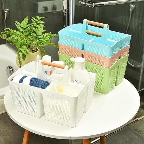ALINK Portable Shower Caddy Basket with Compartments, Plastic Divided Cleaning Caddy Organizer Storage Tote with Handle for Bathroom, College, Dorm Room Essentials - Purple thumbnail 7