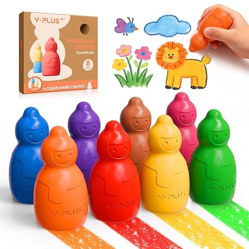 Stackable Snowman Toddler Crayons, 8 Colors Crayons for Kids, Easy Grip Jumbo Crayon Toy, No-Toxic Art Supplies for Kids age 1-6 - Image 1