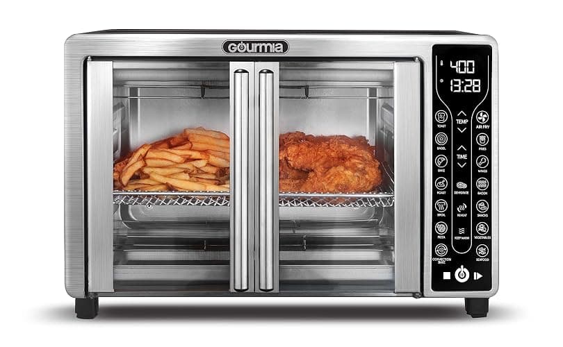 Gourmia French Door Air Fryer – 25 Qt Large Capacity Convection Oven, Fryfroce 360°, Digital Display with 17 Cooking Presets, Bake, Toast, Roast, Dehydrate, Fits 12” Pizza - Image 1