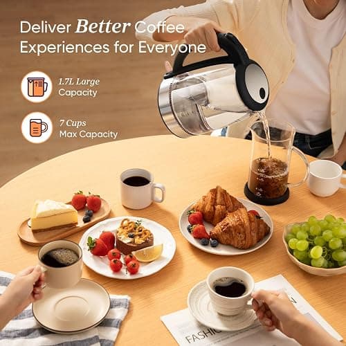 Cosori Electric Kettle, No Plastic Filter & Spout, 1.8Qt Tea Kettle & Hot Water Boiler For Coffee & Tea, Water Heater & Teapot, Automatic Shut Off, Borosilicate glass, Black, 1500W thumbnail 5