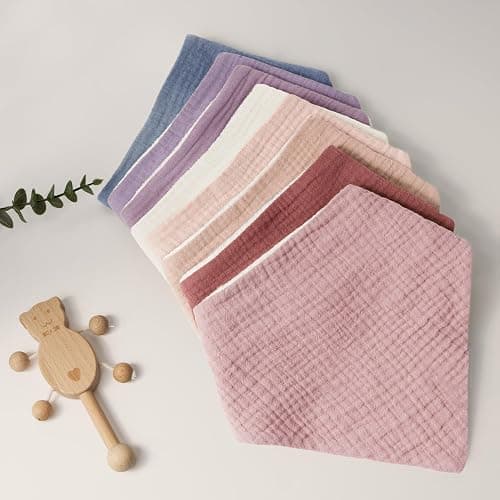 Bearmoss Muslin Baby Bibs 100% Cotton Baby Bandana Drool Bibs for Unisex Baby Girls Boys Drooling and Teething thumbnail 6