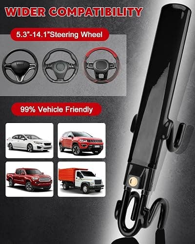 Tevlaphee Steering Wheel Lock Anti-Theft Car Device Heavy Duty Security Car Lock Antitheft Locking Devices Great Deterrent Adjustable Car Wheel Lock Anti Theft for Vehicle Truck with 3 Keys(Black) thumbnail 4