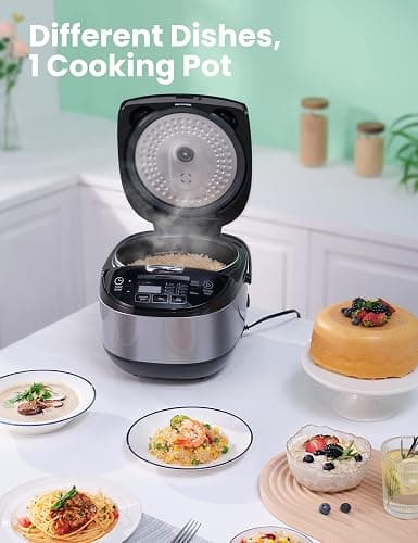 COMFEE' Rice Cooker, Japanese Large Rice Cooker with Fuzzy Logic Technology, 11 Presets, 10 Cup Uncooked/20 Cup Cooked, Auto Keep Warm, 24-Hr Delay Timer thumbnail 5