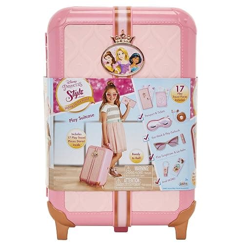 Disney Princess Travel Suitcase Play Set for Girls with Luggage Tag by Style Collection, 17 Pretend Play Accessoriespiece Including Travel Passport! for Ages 3+ thumbnail 8