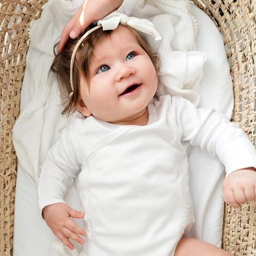 Baby Side Snap Bodysuit Set, 100% Cotton Boy Girl Unisex Kimono Onesie, 4 Pack thumbnail 7