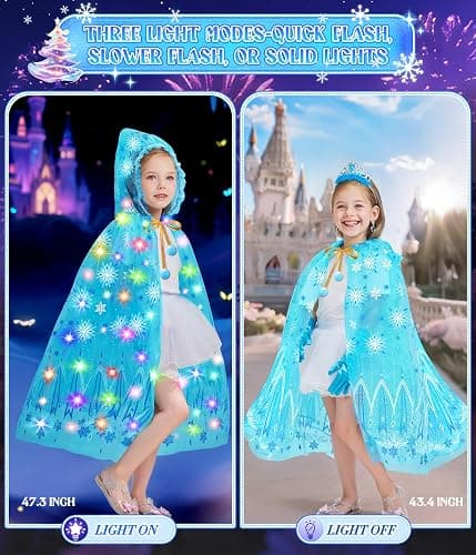 Princess Dress up for Girls 4-6, Light up Unicorn Princess Cape with Crown | Gloves Princess Toys for Girls 3-6 Jeowoqao thumbnail 5
