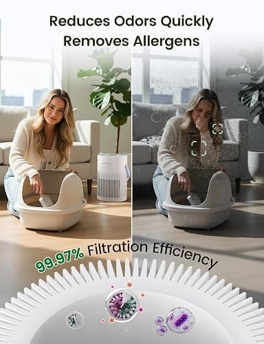 Jafända Air Purifers for Home, Hepa Air Purifier for Bedroom, Air Cleaner for Pet Dander, Quiet Sleep Mode, Portable Air Purifier for Office, Odor, Dust, Smoke (White) thumbnail 3