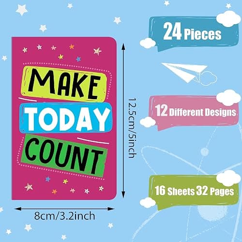 Cinrobiye 24 Pcs Mini Colorful Notebooks, Funny Motivational Journals Notepads Inspirational Notepads Small Pocket Notebook for Kids Teacher School Office Gift Bulk Prizes Travel Supplies (Colorful) thumbnail 3