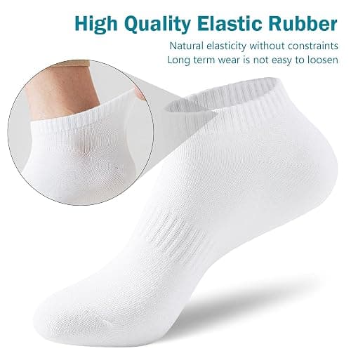 DOKUTOKU 6-Pairs Womens Ankle Socks Size 9-11 Thick Cotton White No Show Invisible Socks thumbnail 3