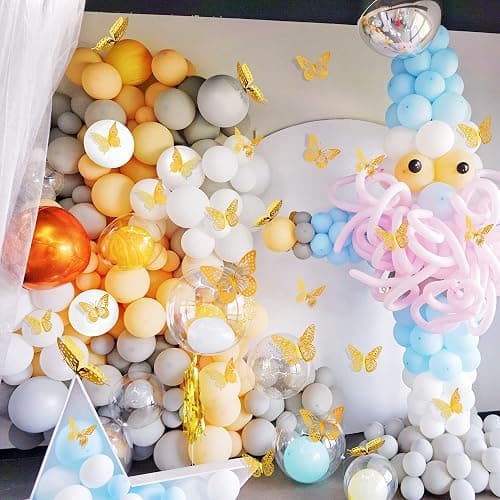 SAOROPEB 3D Butterfly Wall Decor 48 Pcs Gold Butterfly Birthday Decorations | 4 Styles 3 Sizes, for Butterfly Birthday Decorations Butterfly Party Decorations Cake Decorations, Removable Stickers thumbnail 3