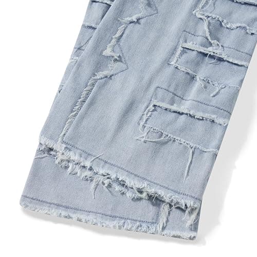 Stacked Jeans Men Skinny Ripped Jeans Slim Fit Patchwork Denim Pants Y2K Goth Harajuku Emo Hip Hop Jeans Trouser thumbnail 7
