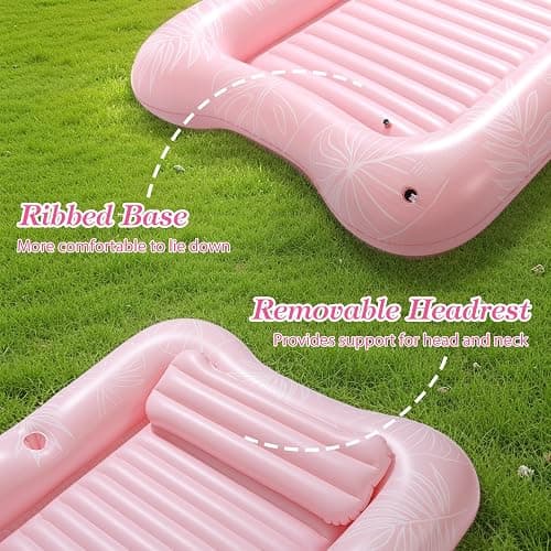 MoKo Pool Floats Adult, Large Floating Bed with Ice Bar, Tanning Bed Pool Raft Inflatable Lounger with Drink Holder Tanning Chair Inflatable Pool Toys for Party Beach Backyard thumbnail 4