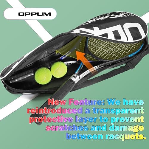 OPPUM PRO-500 Adult Tennis Rackets, 2-Pack Pre-Strung Racquets for Beginners & Intermediate with Carry Bag & 2 Balls, 105 Sq Inch Oversized Head for Women & Men, Arm Friendly Vibration Control thumbnail 5