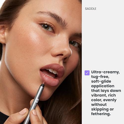 Wonderskin Lipliner Pencil - 360 Contour Lipliner, Long Lasting, Sharpenable, Waterproof and Transfer-Proof Brown Lip Liner Pencil (Saddle) thumbnail 3