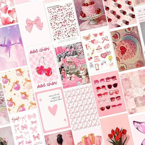 ASTRDECOR Pink Coquette Room Decor Aesthetic Pictures 50 PCS - Coquette Wall Art Prints 4"x6", Trendy Cute Home Decor, Wall Collage Kit For Teen Girls Dorm Bedroom, Vintage Pink Bow Posters thumbnail 4