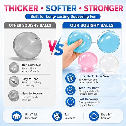 2pcs-S Coconut Oil Squishy Stress Ball for Stress Anxiety Relief | Super Soft Squishies Clear Fidget Squeeze Toy Fidget Toys for Kids Adult, Paartay Favors thumbnail 5