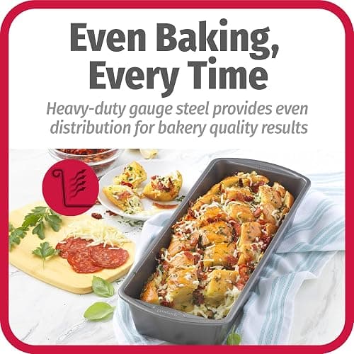 GoodCook Nonstick Loaf Pan Extra-Large Heavy-Duty Steel Bakeware with Easy-Clean Non-Stick Coating, Oven & Dishwasher Safe Pan for Meatloaf Breads Cakes Lasagnas Casseroles & More, 13 x 5-Inch, Gray thumbnail 4