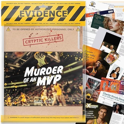 Cryptic Killers Unsolved Murder Mystery Game - Murder of an MVP - Cold Case Files Investigation - Detective Clues/Evidence - Solve The Crime - Individuals, Date Nights & Party Groups - Image 1
