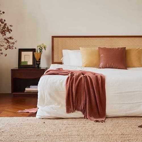 lifein Throw Blanket for Couch, Soft Boho Bed Throw,Cozy Burnt Orange Chenille Knitted Small Spring Lightweight Throw(Rust,50 * 60") thumbnail 9