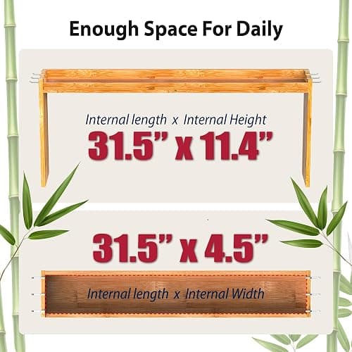 IIIOIIIA Bamboo Over the Stove Spice Shelf for Kitchen, 31.5" Spice Rack Organizer Shelf with 6 hooks, 11.4" Height Extra Storage Countertop, Easy to Assemble thumbnail 6