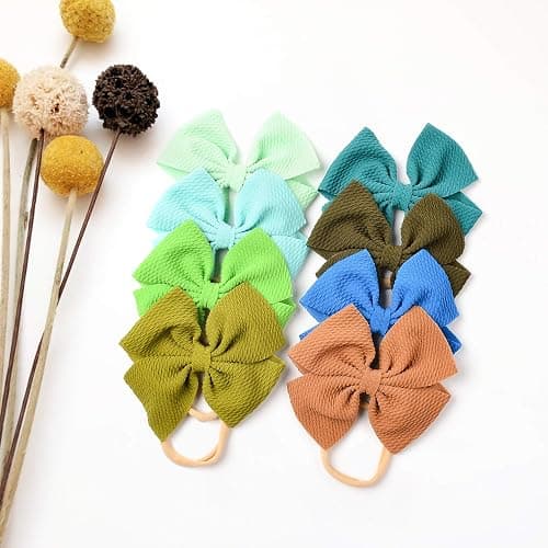 Prohouse 30 Pcs Hair Bows for Baby Girls, 4.5 In Baby Nylon Headbands | Soft Stretch Nylon Headbands, Gentle Fit for Newborns, Infants & Toddlers, Handmade Hair Accessories (Multicolors) thumbnail 7