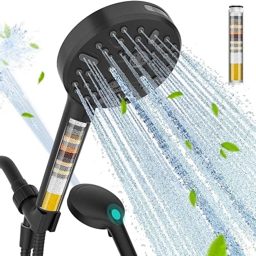 Cobbe Filtered Shower Head, High Pressure 9 Spray Mode Handheld Shower Head with Filter Built-in Power Wash with Hose and Water Softener for Hard Water Remove Chlorine, Matte Black thumbnail 8