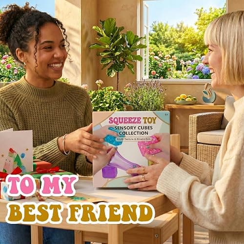 Stress Relief Squeeze Toys Set, 4 Pack Squishy Fidget Toys for Adults, Colorful Soft Sensory Toys for Anxiety Relief, Portable TPR Squeeze Toys for Focus & Relaxation thumbnail 5