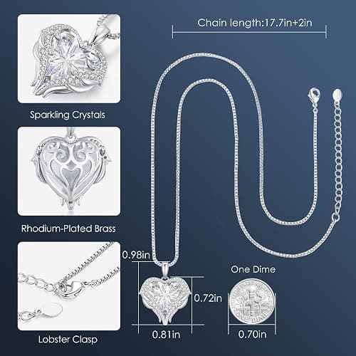 CDE Christmas Gifts for Women Angel Wings Necklace for Women with Birthstone, Love Heart Silver Tone/Gold Tone Pendant, Ideal Anniversary or Birthday Jewelry Gifts for Wife Girlfriend Her thumbnail 5