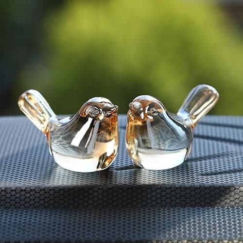 Reyife Small Bird Figurines Home Decor Glass Crystal Bird Statue Modern Style Decorative Ornaments for Living Room, Bedroom, Farmhouse, Office Desktop, Book Shelf, Coffee Table, Cabinets (Gold) thumbnail 6