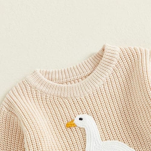 Ysfanwuxi Newborn Baby Boy Girl Sweater Romper Silly Goose Embroidery Knit Onesie Knitted Bodysuit Warm Fall Winter Clothes thumbnail 5