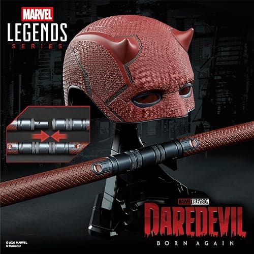 Marvel Legends Series Daredevil: Born Again Premium Roleplay Mask and Billy Club, Red | Marvel Legends Gears Daredevil Born Again Life Size Prop Replica - Daredevil Mask and Billy Club thumbnail 3
