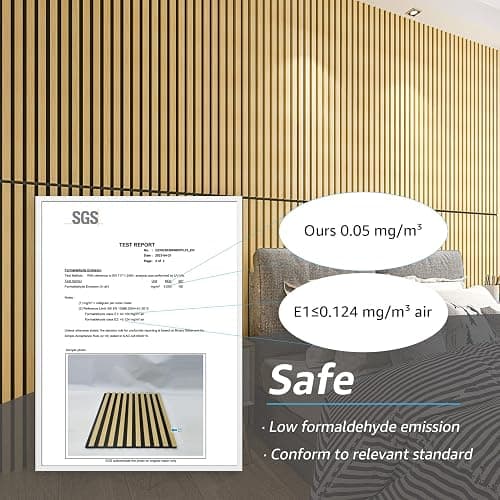 Art3d 2-Pack Fluted Acoustic Wood Slat Wall Panel, 47.2 x 23.6 Inch, Oak | Noise Control, Easy to DIY, Natural Texture, Sustainable Material, Ideal for Homeowners, Designers, for Living Room, Office thumbnail 4