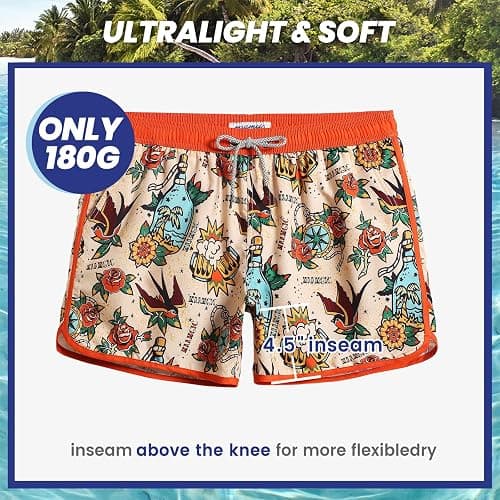 maamgic Mens Boys Short 80s 90s Vintage Swim Trunks with Mesh Lining Quick Dry Swim Suits Board Shorts thumbnail 6