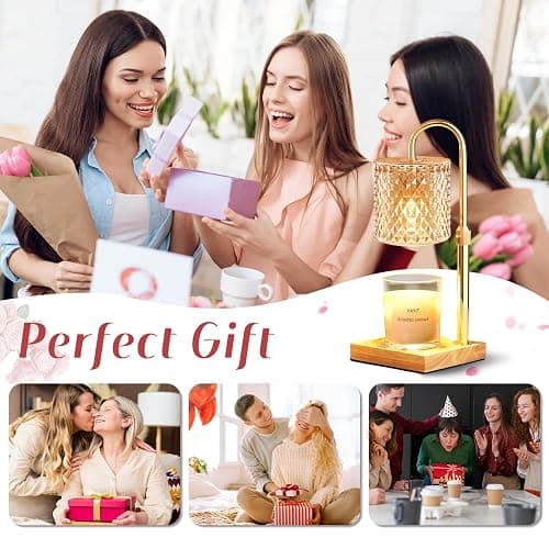Candle Warmer Lamp with Timer Dimmer, Home Decor for Women Birthday | Gold Candle Warmer with 2 Bulbs for Jar Candles, Height Adjustable Candle Lamps thumbnail 9