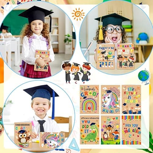 HOWAF 9pcs Kindergarten Graduation Cards Preschool Graduation Cards, 2026 Kindergarten Graduation Gift Card with Envelope Stickers for Kids Girls Boys 2026 Graduates, Congrats Grad Greeting Cards thumbnail 7