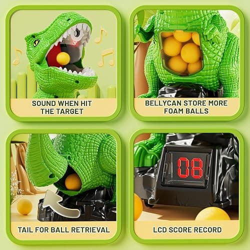 NIPLOOOW Moveable Dinosaur Shooting Toys for Kids 3-8 Years, Movable Shooting Target Toy with Air Pump Guns, Interactive Competition Game Gift for Boys and Girls Ages 3 4 5 6 7 8 Years Old thumbnail 3