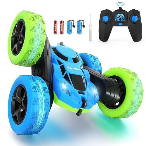 Hamdol Remote Control Car for Kids, 360° Rotating Double-Sided RC Car with LED Headlights, 4WD 2.4GHz Electric Rechargeable Toy Vehicle for Boys and Girls, Perfect Birthday - Image 1