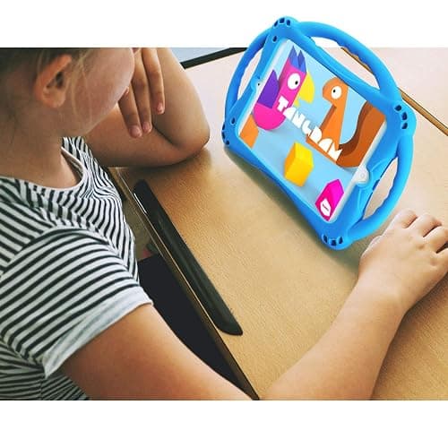 TopEsct Kids Case for iPad mini 5 4 3 2 1,Silicone Childproof Case for iPad mini 5 4 3 2 1, Built-in Handle Stand, Comes with a Strap (Blue) thumbnail 2