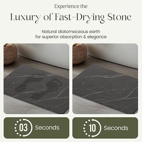 Solvio Quick Dry Shower Stone Bath Mat, Super Absorbent & Non-Slip 24 x 16 Inch Diatomaceous Earth Mat, Durable & Easy to Clean Diatomite Bath Mat for Bathroom Floor/Kitchen (Charcoal) thumbnail 5