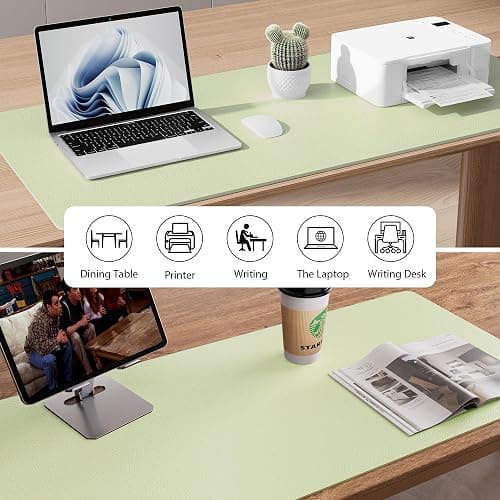 Aothia Leather Desk Pad Protector, Large Mouse Pad, Office Desk Mat, Non-Slip PU Leather Desk Blotter, Laptop Desk Pad, Waterproof Desk Writing Pad for Office and Home (Grass Green, 23.6" x 13.7") thumbnail 6