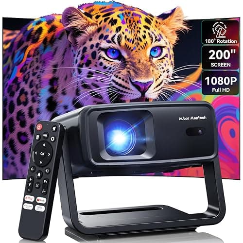 Projector with WiFi and Bluetooth, Support Decoding Projector 4K, 1200 ANSI 180° Rotatable with Native 1080P Mini Projector, Auto Keystone, Portable Smart Outdoor Home Movie Projectors - Image 1