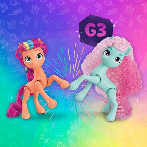 My Little Pony Dolls Rainbow Celebration, 6 Pony Figure Set, 5.5-Inch Dolls, Toys for 3 Year Old Girls and Boys, Unicorn Toys (Amazon Exclusive) thumbnail 2
