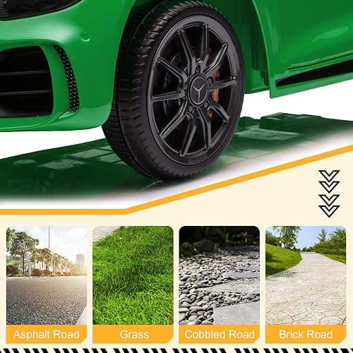 Winado 12V Ride on Car, Licensed Mercedes Benz AMG GTR Battery Powered Electric Vehicle, w/Parent Remote, Wider Seat, LED Lights, Openable Doors, MP3 Player, Smooth Start, 3 Speeds - Green thumbnail 8