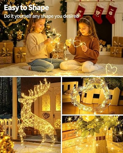 SenLuKit Copper Wire Fairy Lights Waterproof Plug in Christmas String Lights with Remote for Living Bed Room, Backyard, Patio, Garden, Porch, Wedding or Christmas Decorations thumbnail 5