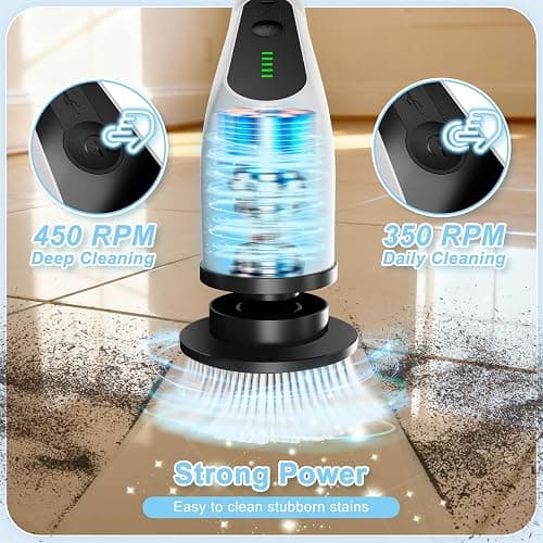 Homlab Electric Spin Scrubber, Cordless Cleaning Brush with 8 Replaceable Brush Heads, Shower Scrubber with Adjustable Extension Handle, Waterproof Power Scrubber for Bathroom Tile Floor Tub Car Walls thumbnail 3