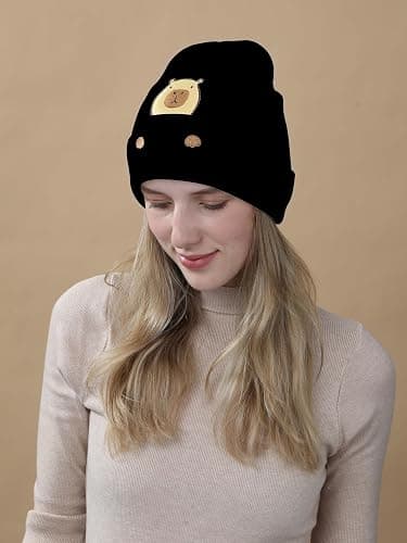 Bavace Capybara Hat Beanie Gifts for Women Men Funny Capybara Lover Christmas Birthday Decoration Embroidered Knit Gifts thumbnail 3