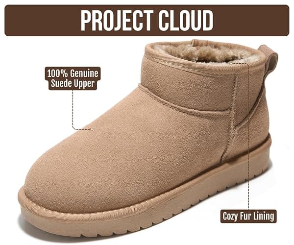 Project Cloud 100% Genuine Leather Comfortable Womens Ankle Boots | Water Resistant Memory Foam Insole Winter Shoes - Trendy Footwear Outdoor Fall Shoes for Women - Winter Boots for Women thumbnail 3