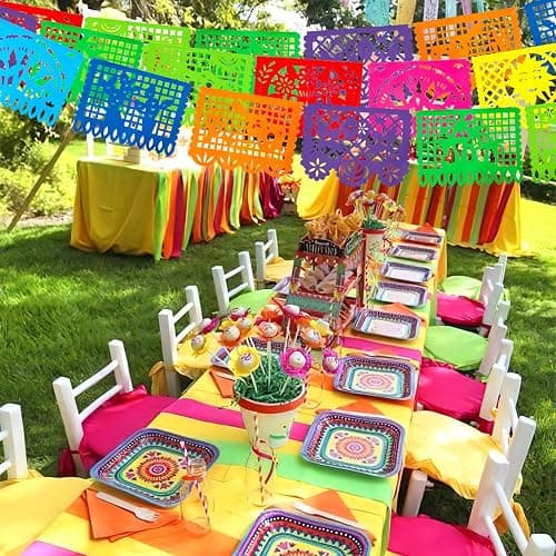 DomeStar Mexican Party Decoration, 18 Feet Plastic Papel Picado Fiesta Banner Cinco de Mayo Garland for Mexican Birthday Party Supplies - multicolor1 thumbnail 2