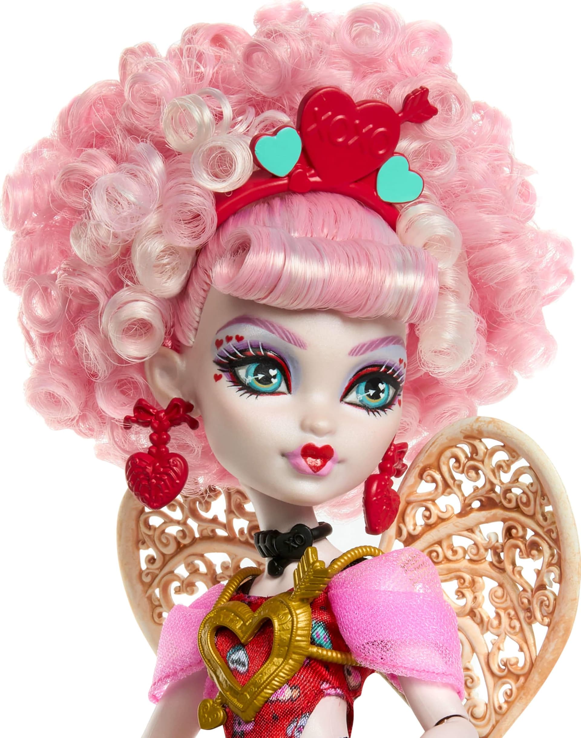 Monster High Scary Sweet Birthday Doll, Cupid Asteria in Pink and Red Party Dress with Themed Accessories Like Invite, Balloon, Gift and More thumbnail 5